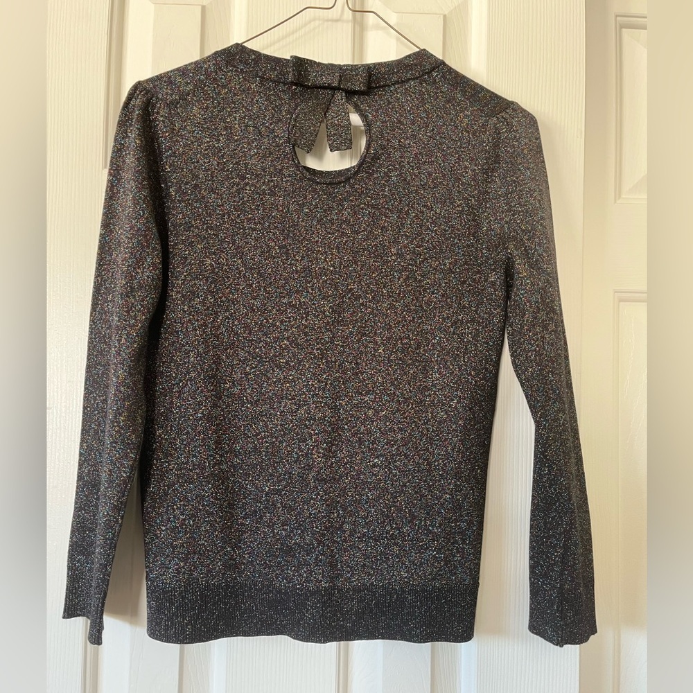 Draper James black sweater with rainbow sparkle and bow on back size XS - Picture 7 of 11